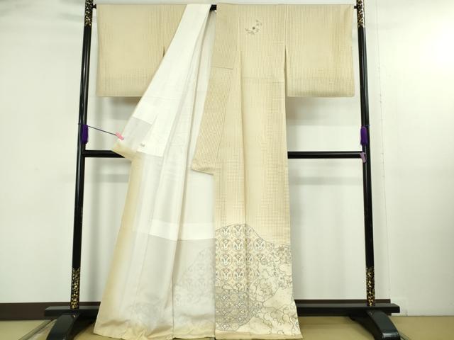 平和屋本店●極上　中国三大刺繍　スワトウ刺繍　汕頭刺繍　総刺繍　訪問着　切嵌花鳥文　蒸栗色地　暈し染め　金糸　逸品　DZAB5167kh6