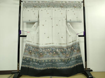 平和屋本店●極上　中国三大刺繍　スワトウ刺繍　汕頭刺繍　訪問着　花鳥文　暈し染め　金彩　逸品　DZAB5168kh6