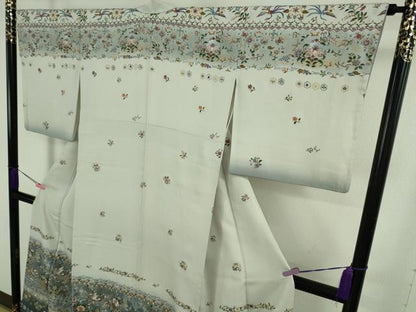 平和屋本店●極上　中国三大刺繍　スワトウ刺繍　汕頭刺繍　訪問着　花鳥文　暈し染め　金彩　逸品　DZAB5168kh6