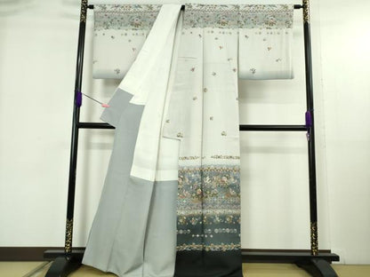 平和屋本店●極上　中国三大刺繍　スワトウ刺繍　汕頭刺繍　訪問着　花鳥文　暈し染め　金彩　逸品　DZAB5168kh6