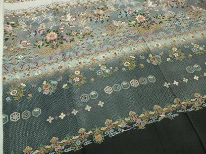 平和屋本店●極上　中国三大刺繍　スワトウ刺繍　汕頭刺繍　訪問着　花鳥文　暈し染め　金彩　逸品　DZAB5168kh6