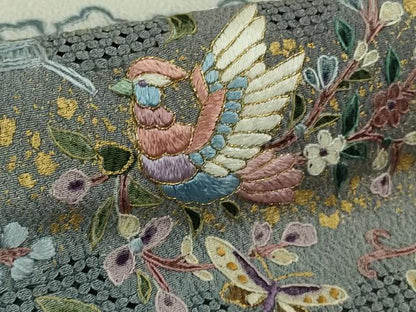 平和屋本店●極上　中国三大刺繍　スワトウ刺繍　汕頭刺繍　訪問着　花鳥文　暈し染め　金彩　逸品　DZAB5168kh6