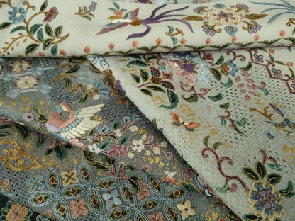 平和屋本店●極上　中国三大刺繍　スワトウ刺繍　汕頭刺繍　訪問着　花鳥文　暈し染め　金彩　逸品　DZAB5168kh6