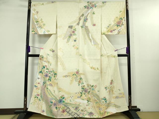 平和屋着物●極上　訪問着　駒刺繍　辻が花　金彩　逸品　未使用　DZAB5170kh6