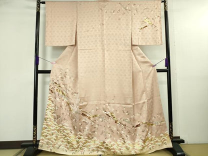 平和屋着物●極上　訪問着　扇　松萩文　洗柿色地　金彩　逸品　DZAB5171kh6