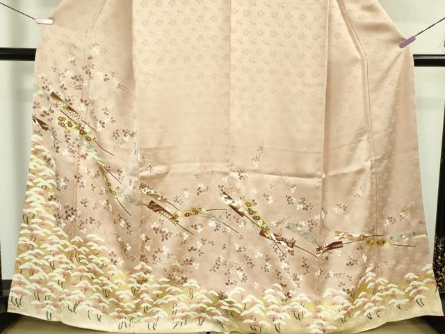 平和屋着物●極上　訪問着　扇　松萩文　洗柿色地　金彩　逸品　DZAB5171kh6