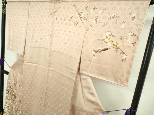 平和屋着物●極上　訪問着　扇　松萩文　洗柿色地　金彩　逸品　DZAB5171kh6