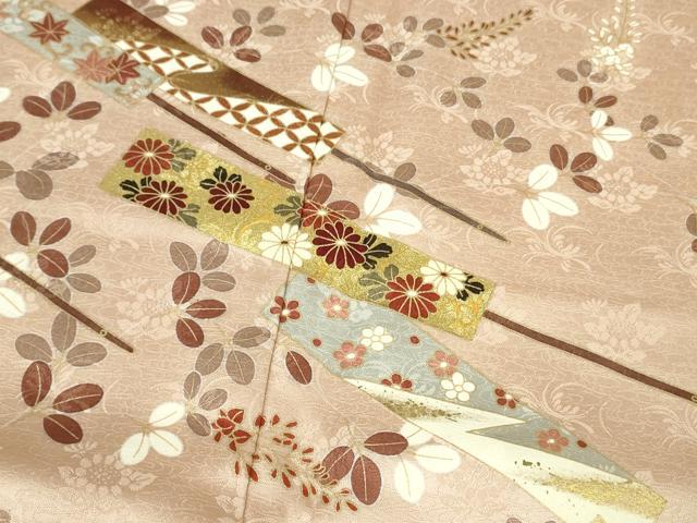 平和屋着物●極上　訪問着　扇　松萩文　洗柿色地　金彩　逸品　DZAB5171kh6