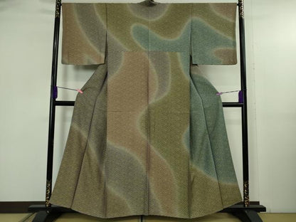 平和屋着物●極上　黄金糸　訪問着　お召地　霞文　暈し染め　逸品　DZAB5173kh6