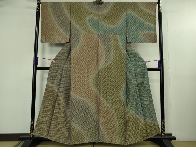 平和屋着物●極上　黄金糸　訪問着　お召地　霞文　暈し染め　逸品　DZAB5173kh6
