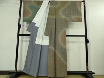 平和屋着物●極上　黄金糸　訪問着　お召地　霞文　暈し染め　逸品　DZAB5173kh6