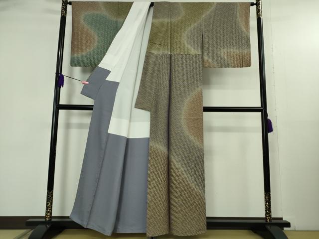 平和屋着物●極上　黄金糸　訪問着　お召地　霞文　暈し染め　逸品　DZAB5173kh6