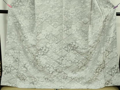 平和屋着物●極上　山岡古都・古都染人　染織美術品　薬墨染　天目織　お召　吉祥花松文　反端付き　逸品　未使用　DZAB5174kh6