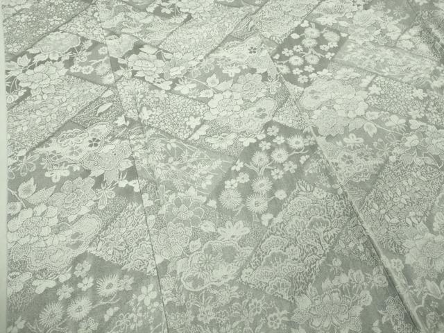 平和屋着物●極上　山岡古都・古都染人　染織美術品　薬墨染　天目織　お召　吉祥花松文　反端付き　逸品　未使用　DZAB5174kh6