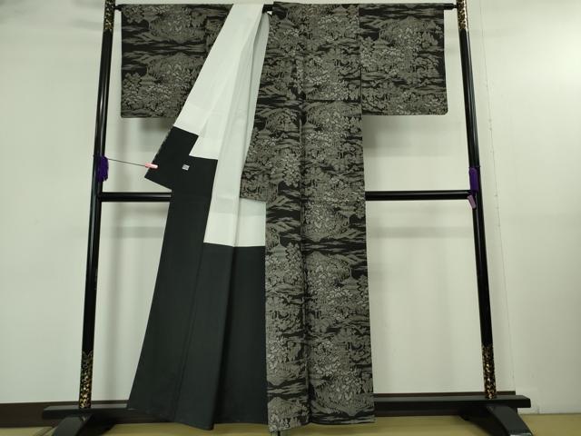 平和屋本店●希少　本場大島紬　吉三郎　吉織物謹製　割込絣織　楼閣風景　証紙付き　逸品　未使用　DZAB5176kh6