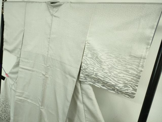 平和屋着物●極上　東京友禅　菅有鬼一　本場縞大島紬　白大島　訪問着　流水文　逸品　DZAB5179kh6