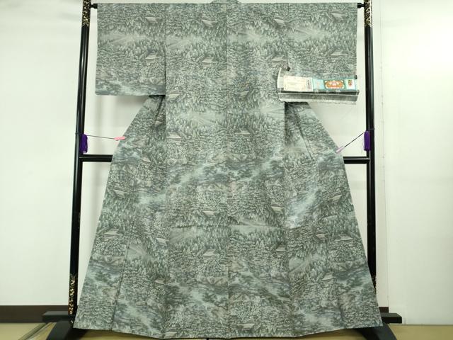 平和屋本店●極上 白泥染の第一人者・絣の魔術師 恵積五郎 本場大島紬 恵大島織物謹製 白大島 白恵泥 総絣 証紙付 逸品 未使用 DZAB5180kh6