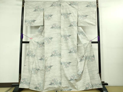 平和屋着物●極上　本場大島紬　白大島　草花文　逸品　未使用　DZAB5181kh6