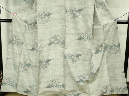 平和屋着物●極上　本場大島紬　白大島　草花文　逸品　未使用　DZAB5181kh6