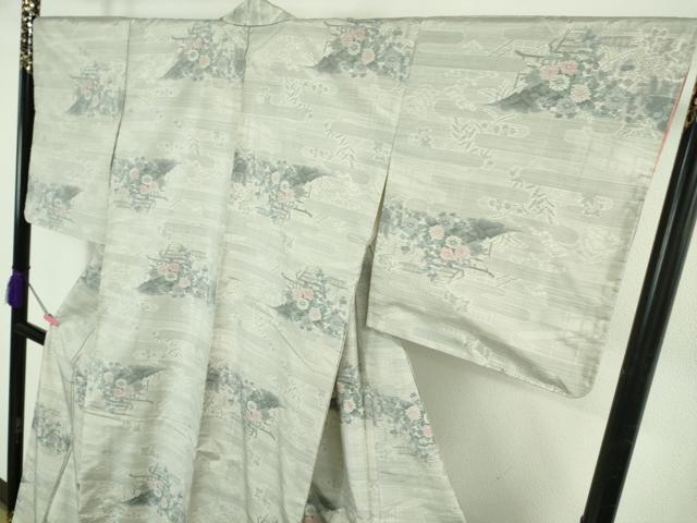 平和屋着物●極上　本場大島紬　白大島　草花文　逸品　未使用　DZAB5181kh6