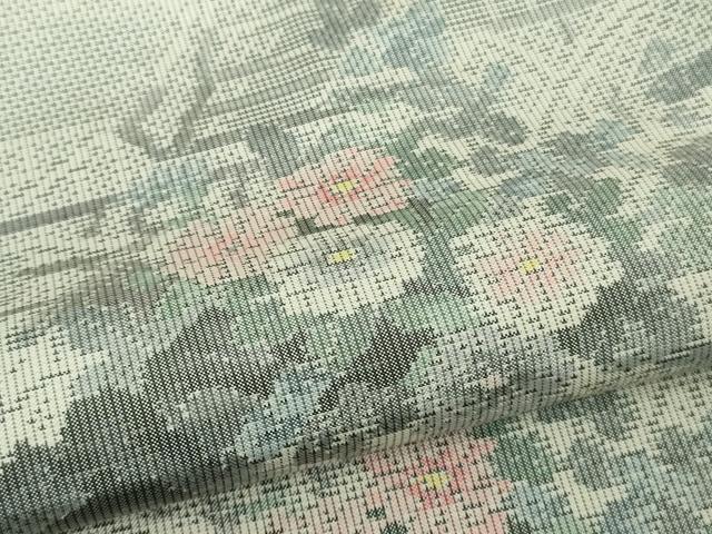 平和屋着物●極上　本場大島紬　白大島　草花文　逸品　未使用　DZAB5181kh6