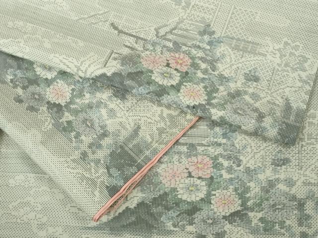 平和屋着物●極上　本場大島紬　白大島　草花文　逸品　未使用　DZAB5181kh6