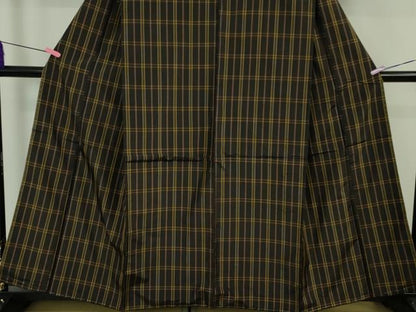 平和屋本店●極上　本場黄八丈　黒八丈　紬　平織　格子　逸品　未使用　DZAB5185kh6