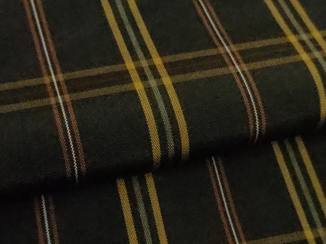 平和屋本店●極上　本場黄八丈　黒八丈　紬　平織　格子　逸品　未使用　DZAB5185kh6