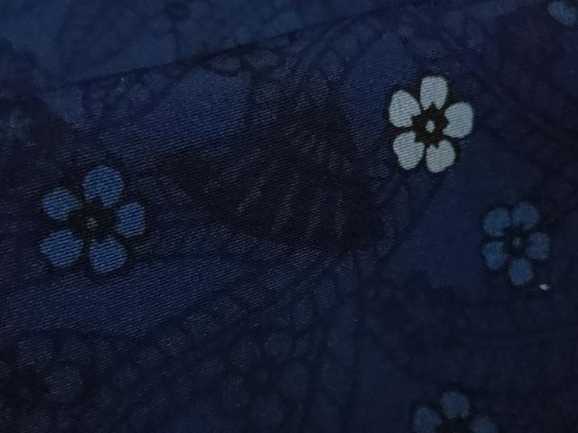 平和屋本店●極上　本場琉球紅型　小紋　藍型染　舞扇花文　逸品　DZAB5190kh6