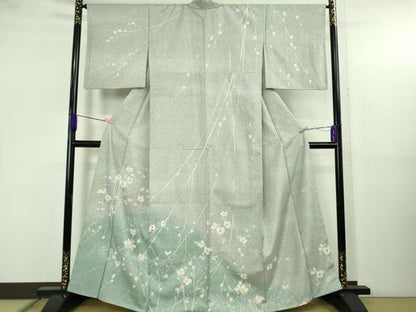 平和屋着物●極上　石川県指定無形文化財　牛首紬　白山工房　手織り　訪問着　草花文　金彩　逸品　DZAB5199kh6