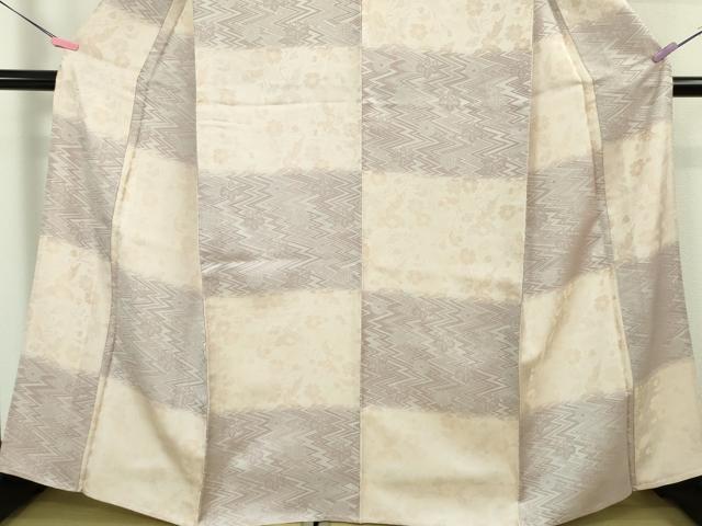 平和屋本店▽極上　創業200年・7代目永治屋清左衛門　お召　単衣　市松桐花地紋　ますいわ屋扱い　逸品　DZAB5200kh6