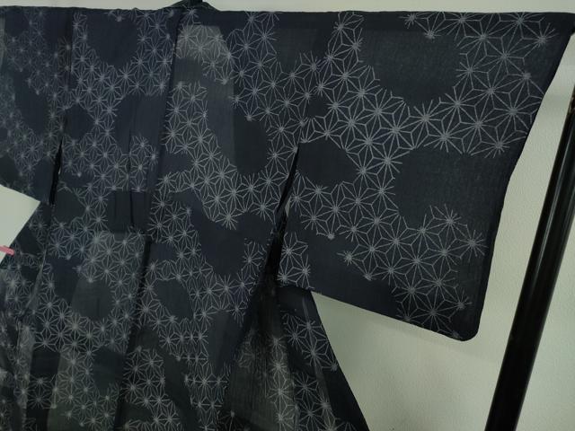 平和屋着物＊極上　夏物　本場小千谷ちぢみ　本麻　麻の葉文様　反端付き　逸品　DZAB5201kh6