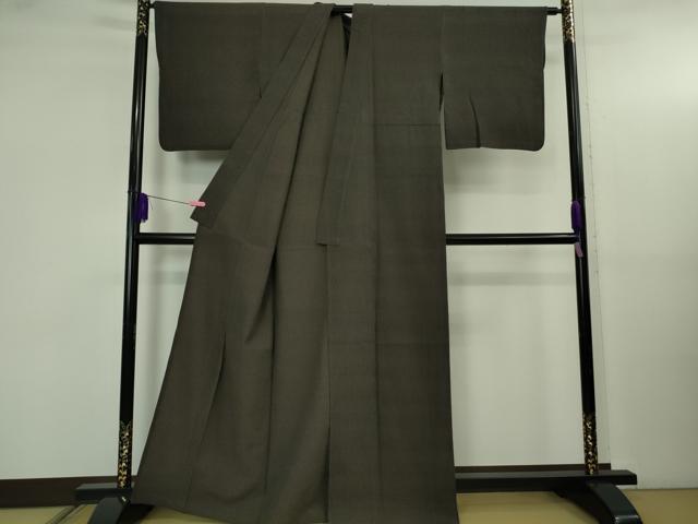 平和屋本店▽極上 紬 単衣 草木染 黒紅色地 ゑり善扱い たとう紙付き 逸品 DZAB5206kh6