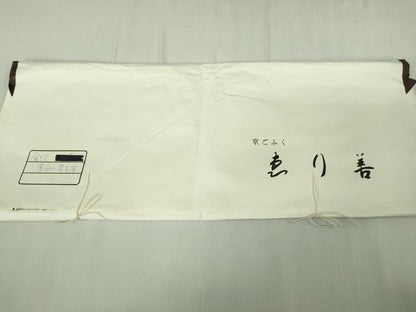 平和屋本店▽極上 紬 単衣 草木染 黒紅色地 ゑり善扱い たとう紙付き 逸品 DZAB5206kh6