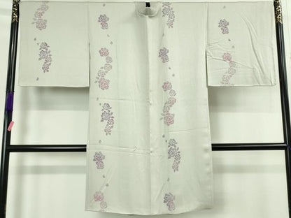 平和屋本店∞極上　長羽織　薔薇　バラ　白花色地　逸品　DZAB5212kh6
