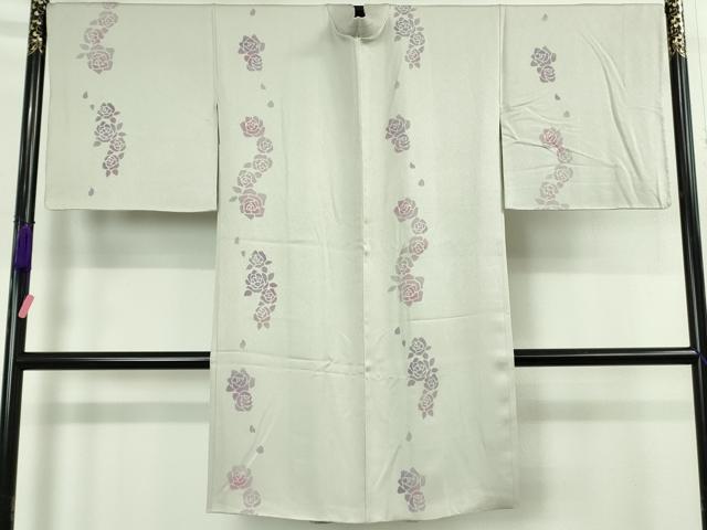 平和屋本店∞極上　長羽織　薔薇　バラ　白花色地　逸品　DZAB5212kh6