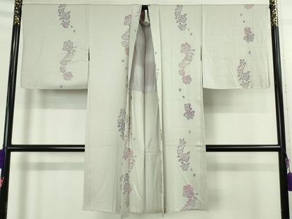 平和屋本店∞極上　長羽織　薔薇　バラ　白花色地　逸品　DZAB5212kh6