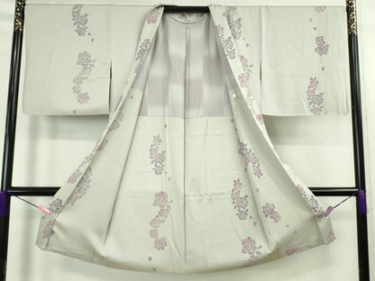 平和屋本店∞極上　長羽織　薔薇　バラ　白花色地　逸品　DZAB5212kh6