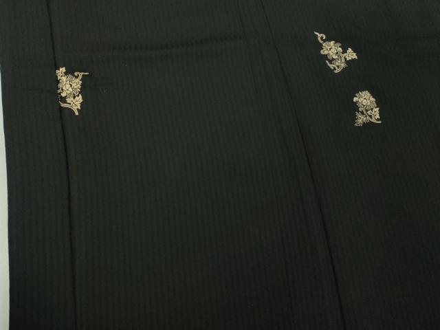 平和屋着物∞極上　長羽織　印傳　草花文　黒地　羽織紐付き　逸品　DZAB5214kh6
