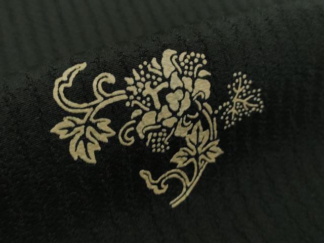 平和屋着物∞極上　長羽織　印傳　草花文　黒地　羽織紐付き　逸品　DZAB5214kh6