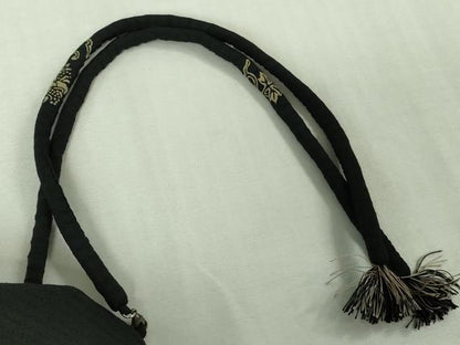 平和屋着物∞極上　長羽織　印傳　草花文　黒地　羽織紐付き　逸品　DZAB5214kh6