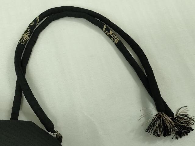平和屋着物∞極上　長羽織　印傳　草花文　黒地　羽織紐付き　逸品　DZAB5214kh6