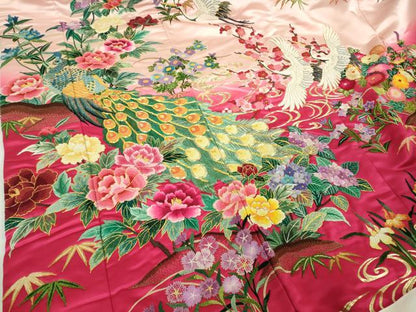 平和屋本店●極上　中国三大刺繍 相良刺繍 色打掛 和装 婚礼 結婚式 花嫁 神社挙式 駒刺繍 孔雀飛鶴花文 暈し染め 金糸 逸品　DZAB5217kh6