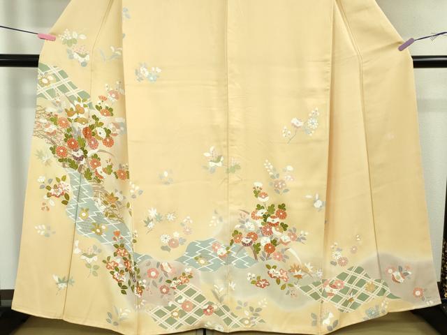 平和屋本店●極上　創業460年・千總　訪問着　駒刺繍　吉祥花文　丁子色地　金彩　逸品　DZAB5222kh6