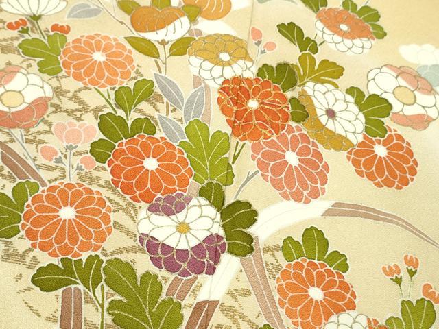 平和屋本店●極上　創業460年・千總　訪問着　駒刺繍　吉祥花文　丁子色地　金彩　逸品　DZAB5222kh6