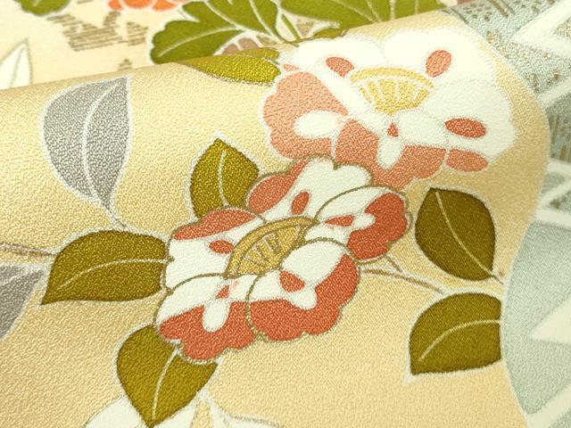 平和屋本店●極上　創業460年・千總　訪問着　駒刺繍　吉祥花文　丁子色地　金彩　逸品　DZAB5222kh6