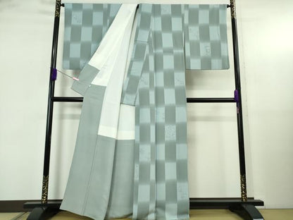 平和屋本店●極上　京都の和装業の老舗一門　千切屋　小紋　市松草花文　羽衣染　伊勢丹扱い　反端付き　逸品　DZAB5224kh6