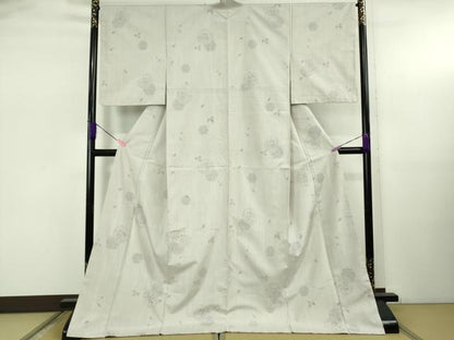 平和屋着物●極上　結城紬　100亀甲　飛び亀甲柄　雪輪重ね　舞葉　素色地　高島屋扱い　ロング丈　逸品　DZAB5228kh6