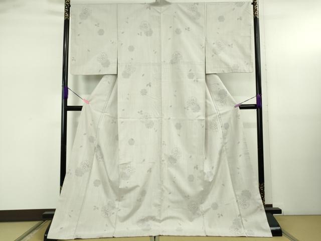 平和屋着物●極上　結城紬　100亀甲　飛び亀甲柄　雪輪重ね　舞葉　素色地　高島屋扱い　ロング丈　逸品　DZAB5228kh6