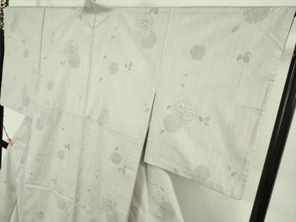 平和屋着物●極上　結城紬　100亀甲　飛び亀甲柄　雪輪重ね　舞葉　素色地　高島屋扱い　ロング丈　逸品　DZAB5228kh6